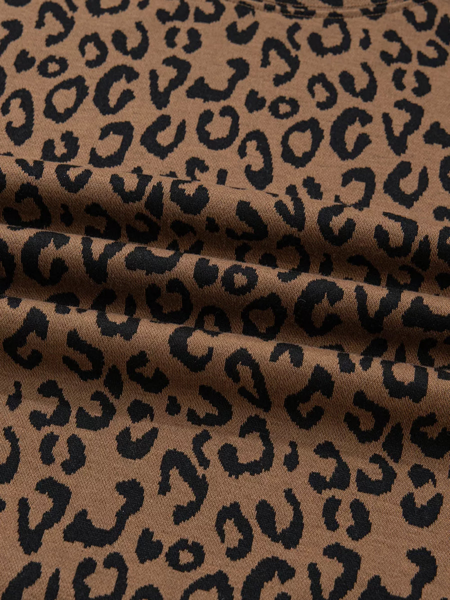 Brown leopard print joggers with drawstring detail