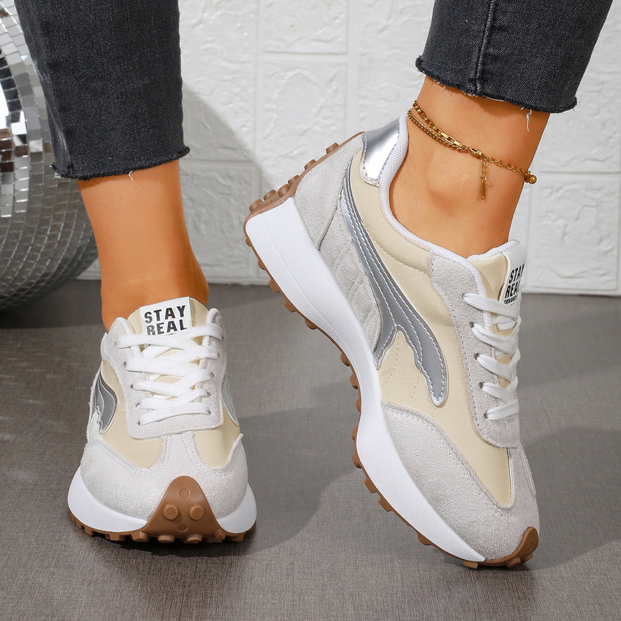 Khaki sneakers with lace-up and leopard-print