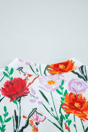 Floral Print 3/4 Puff Sleeve Mini Dress option 8