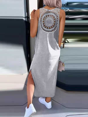Light Gray maxi dress with maxi and pullover