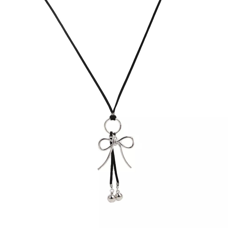 Elegant Bow Pendant Faux Leather Necklace option 10