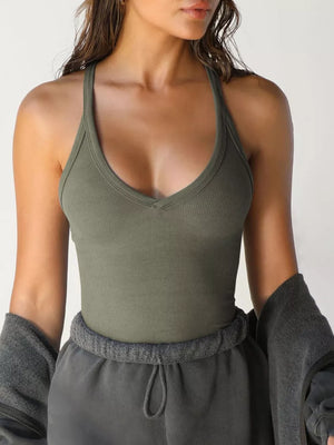 Khaki Ribbed Racerback Cami