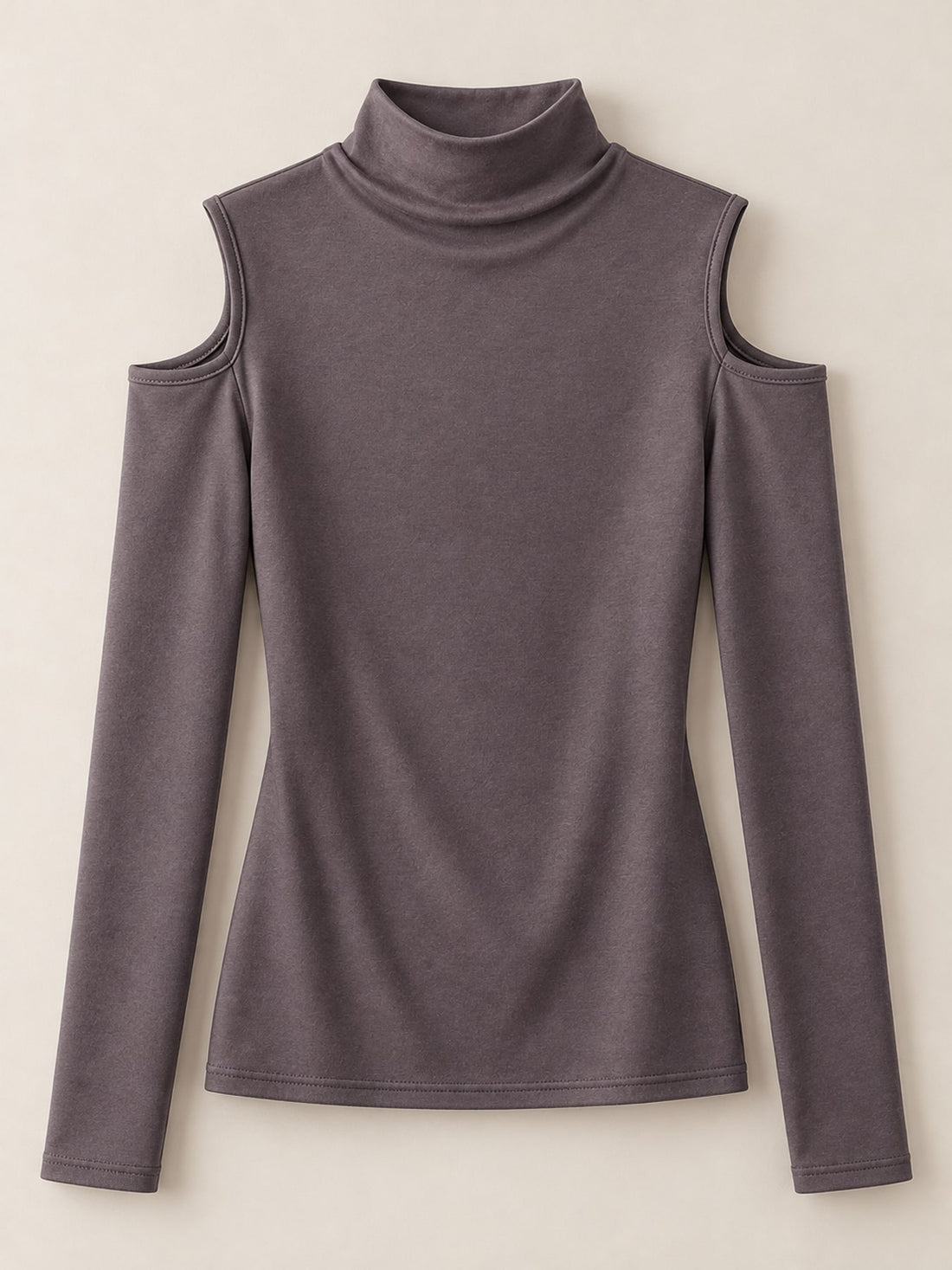 t-shirt in ivory with mock neck and long sleeve