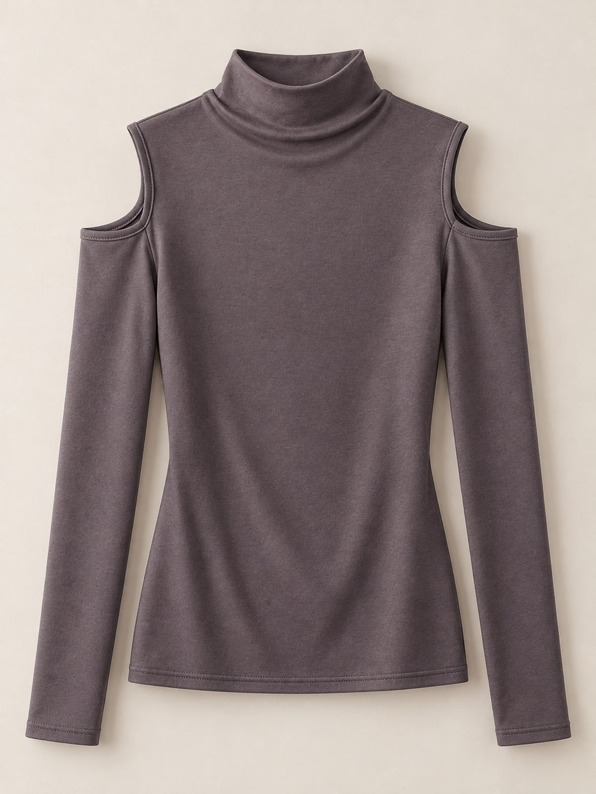 t-shirt in ivory with mock neck and long sleeve