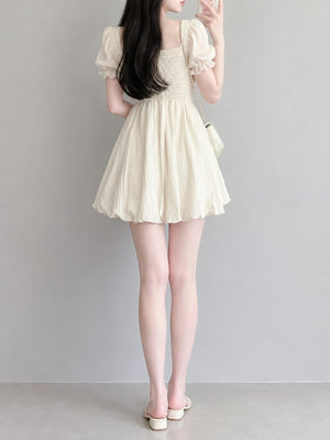 cream mini dress with mini and pullover