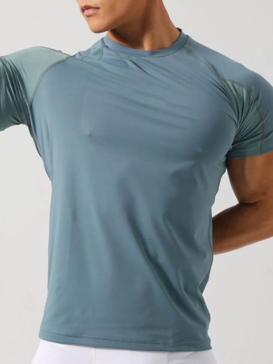 Men's Air Force Blue activewear t-shirt with crew neck and short sleeves.