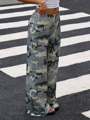 black wide-leg pants with full-length and elastic