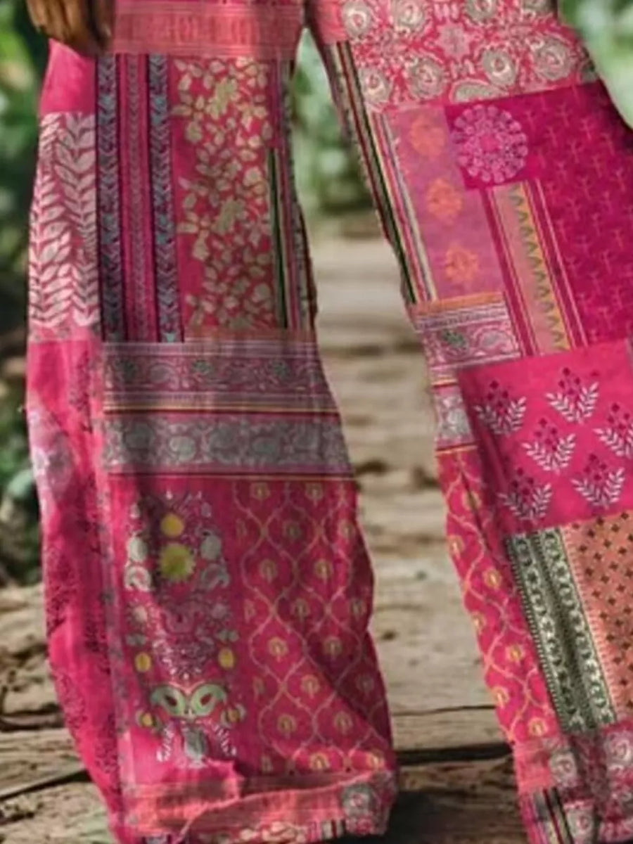 yellow wide-leg pants with full-length and elastic