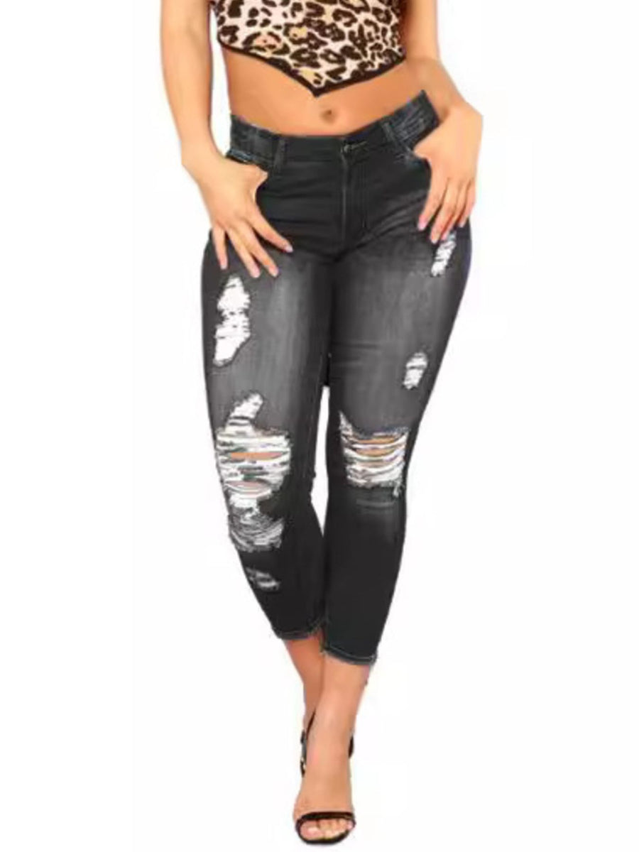 skinny jeans in charcoal featuring distressed and fitted fit