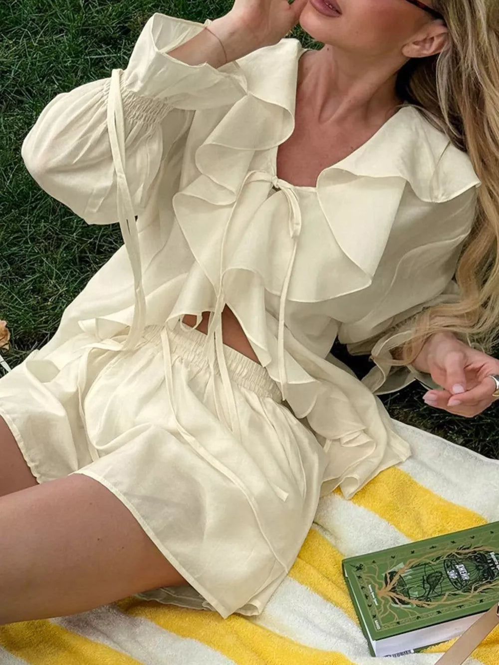 100% polyester Care instructions: Machine wash cold blouse in White with relaxed silhouette