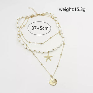 18k Gold-plated Bohemian Seashell Layered Necklace option 6