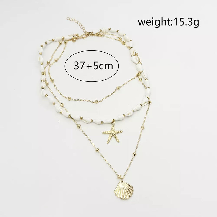 18k Gold-plated Bohemian Seashell Layered Necklace option 6