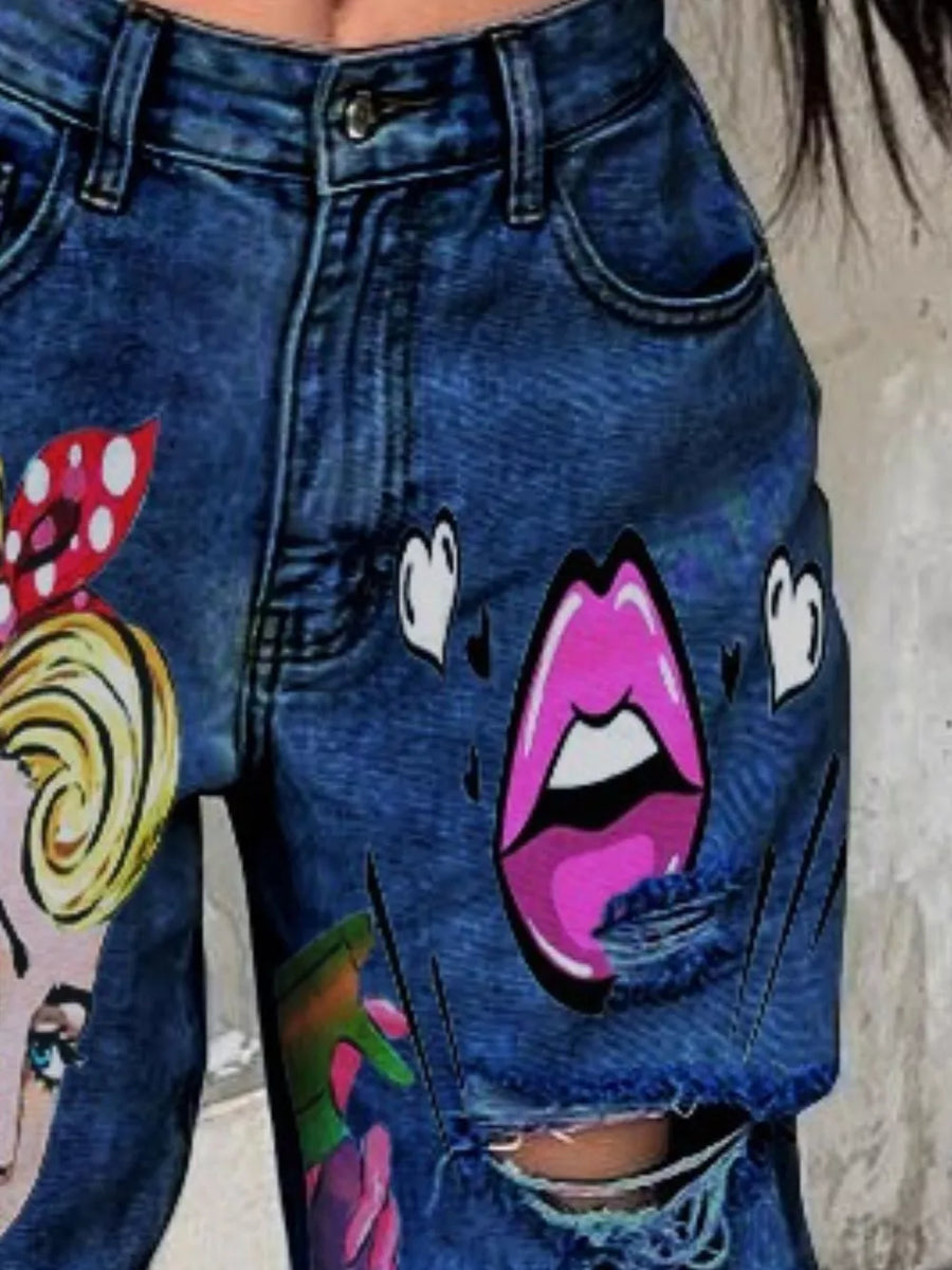 streetwear wide-leg jeans in Black Gray with not applicable