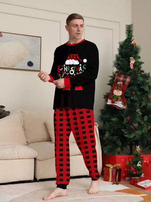 classic pajama set in red with crew neck