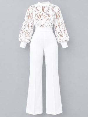 glam jumpsuit in White with mock neck