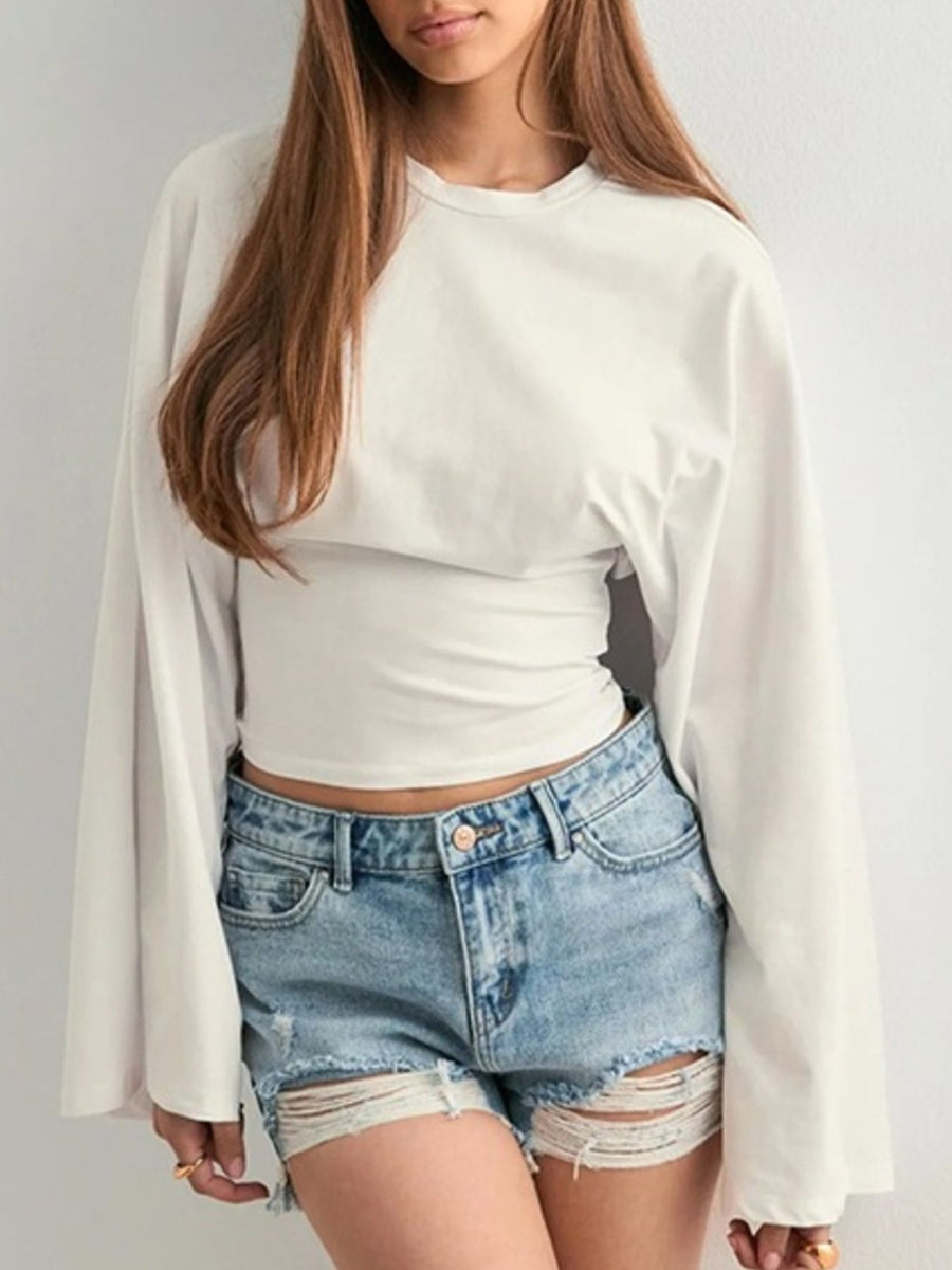 Gray t-shirt with cropped and pullover