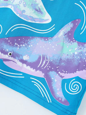 Children's Shark Print Cotton T-shirt option 4