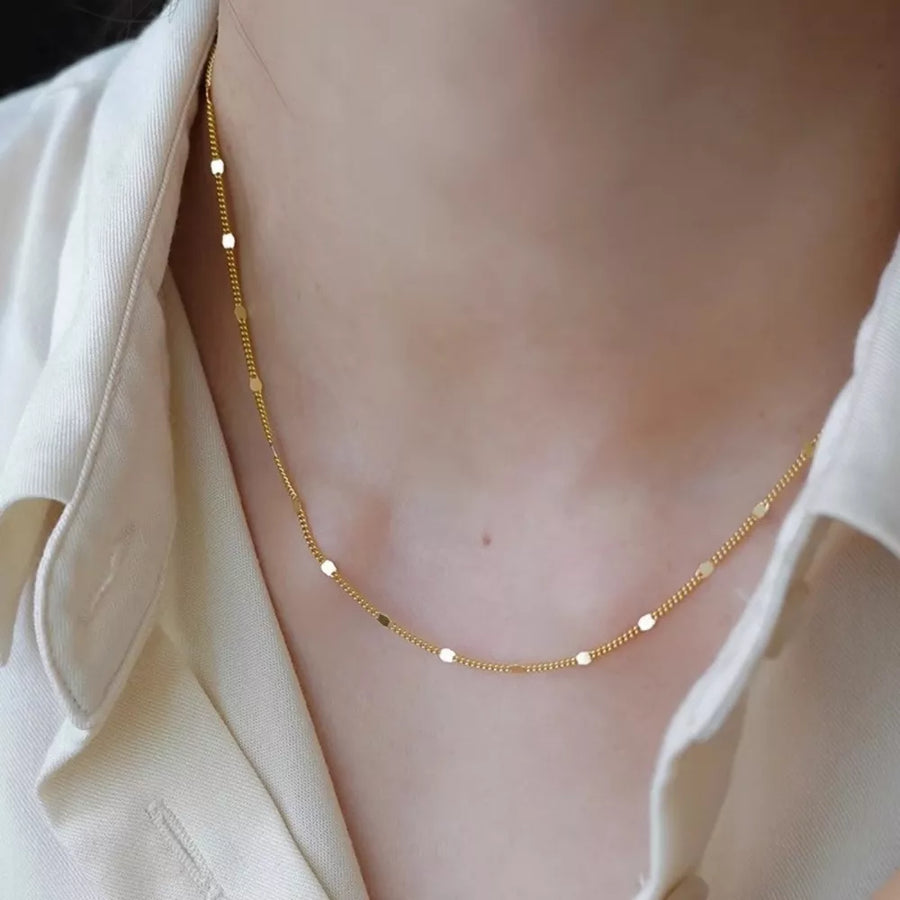 18k Gold-plated 925 Sterling Silver Chain Necklace in gold with gold-plated