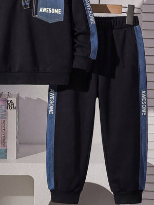 95%cotton,5%spandex Care instructions: Machine wash cold tracksuit in Black with relaxed silhouette