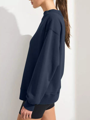Navy oversized sweatshirt with mock neck