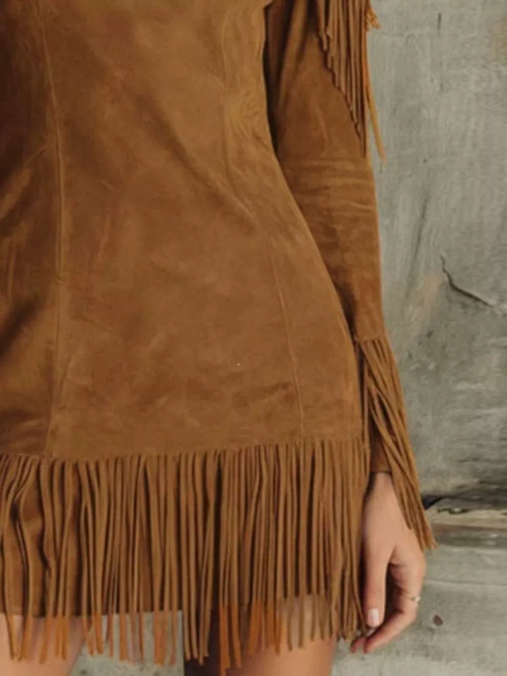 100% polyester Care instructions: Machine wash cold mini dress in Brown with fitted silhouette