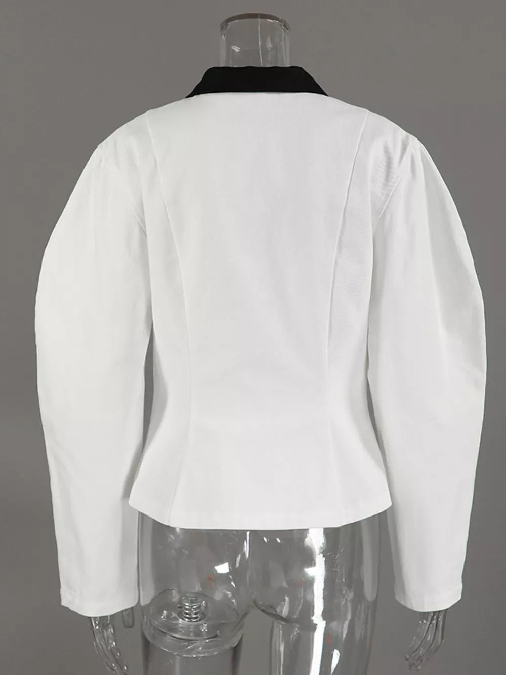 classic zip-up jacket in White with collared
