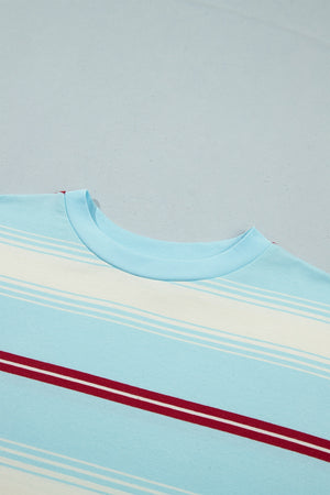 Pastel Blue t-shirt with hip-length and pullover