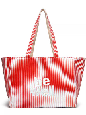 Black Striped Canvas Duffel Bag