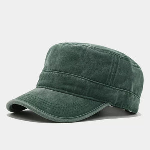 hat in dark green featuring washed finish and fitted fit