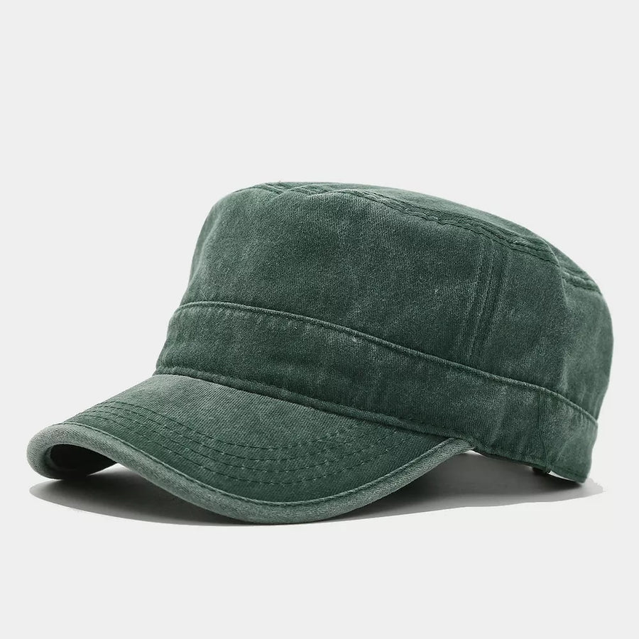 hat in dark green featuring washed finish and fitted fit