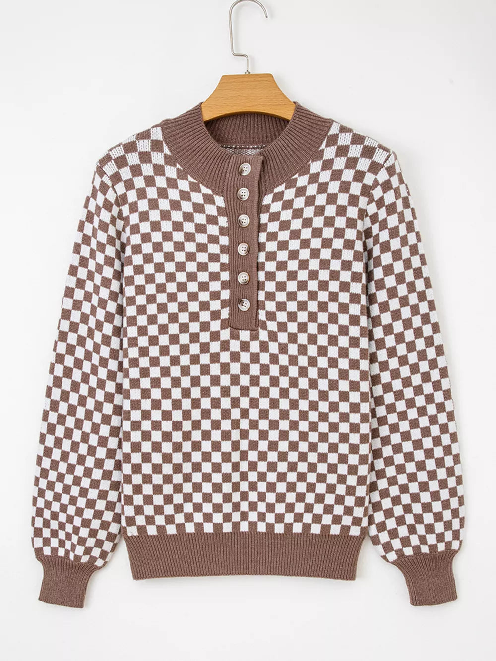 retro pullover sweater in Mocha with collared