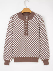 retro pullover sweater in Mocha with collared