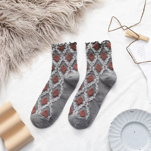gray socks with argyle and N/A
