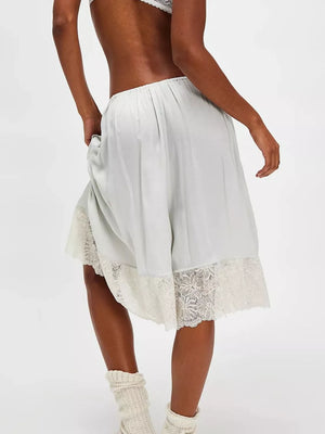 Lace Trimmed Relaxed Fit Shorts in Black, view 11