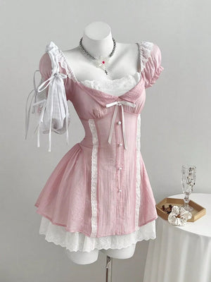 Lace Detail Cap Sleeve Mini Dress option 3