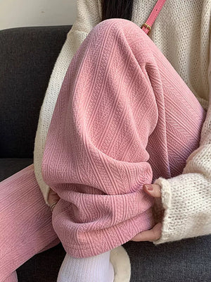 Corduroy Wide-leg Pants in Pink Purple