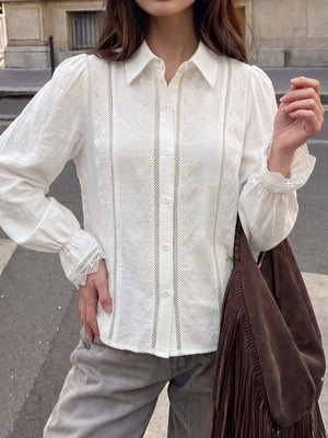85% viscose, 15% polyamide Care instructions: Machine wash cold button-down shirt in White with regular silhouette