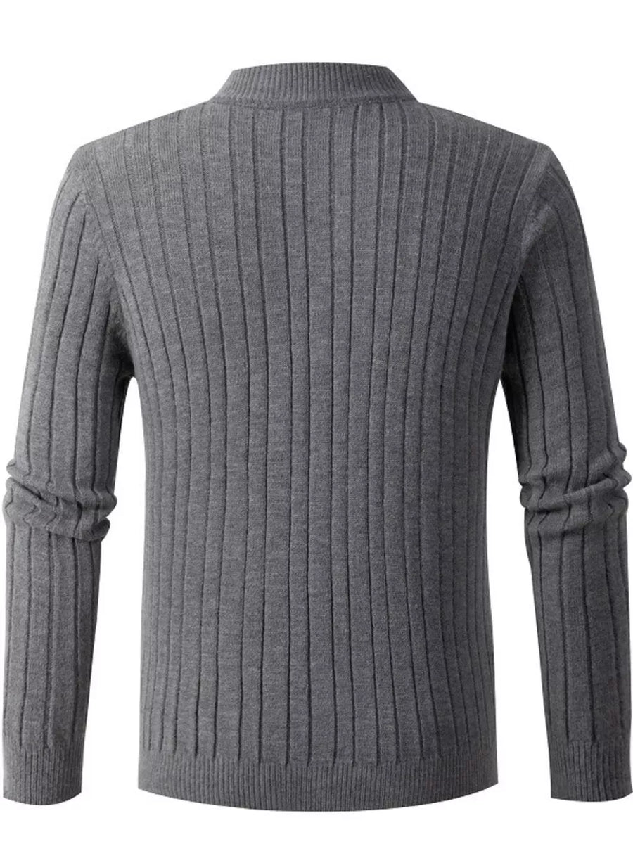 Men's Cable Knit Half-zip Sweater Plus Size in Army Green
