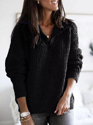 100% polyester Care instructions: Machine wash cold zip-up sweater in Dusty Pink with relaxed silhouette