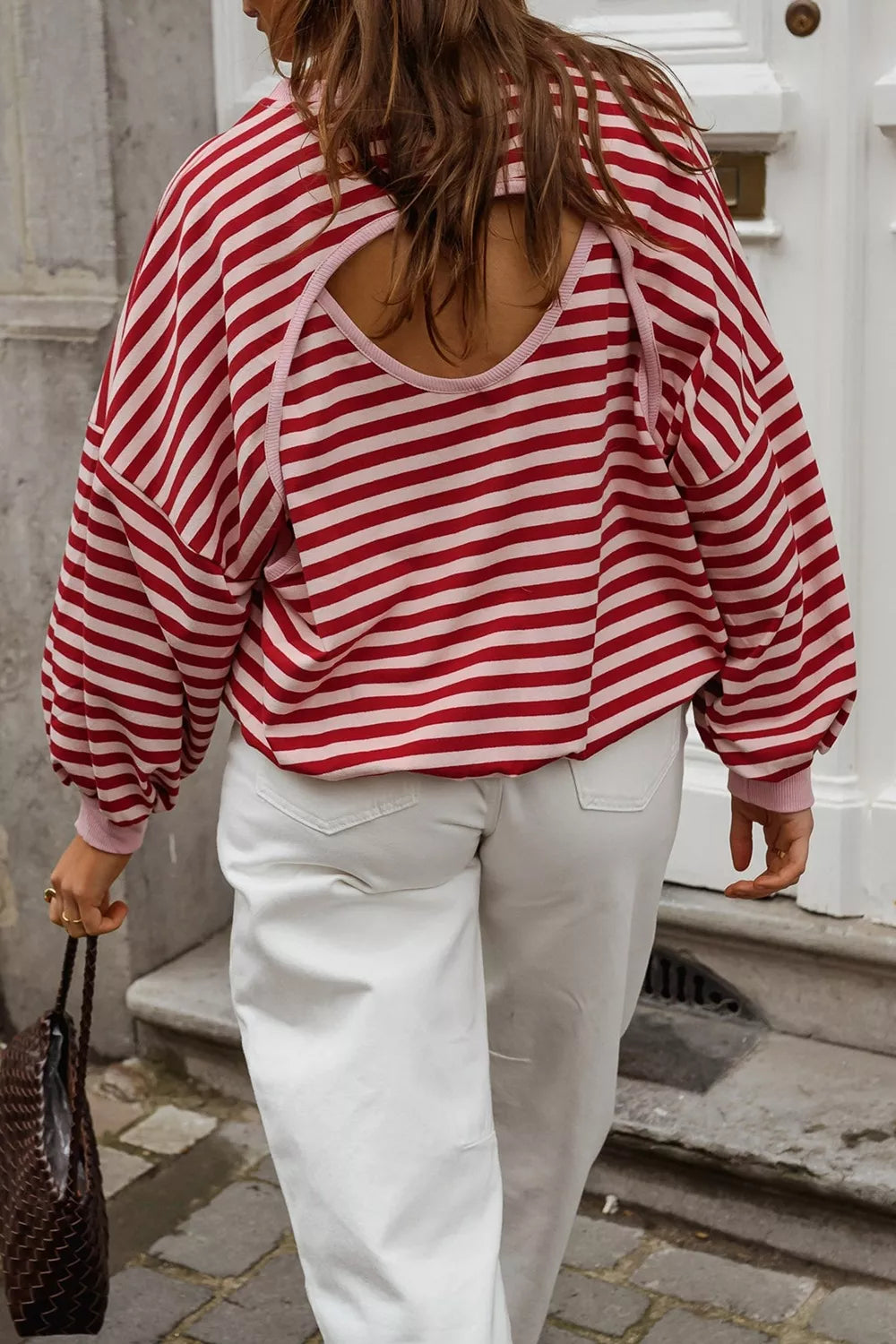 modern sweatshirt in Stripe with round neck