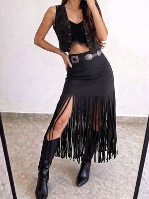 black midi skirt with midi and side-zip