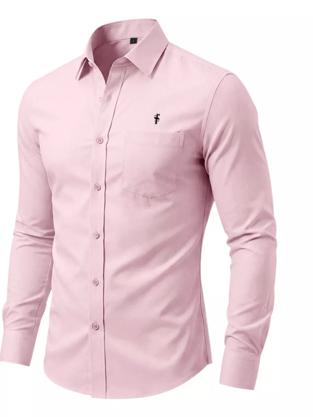 Black Men's Slim Fit Button Up Shirt Plus Size