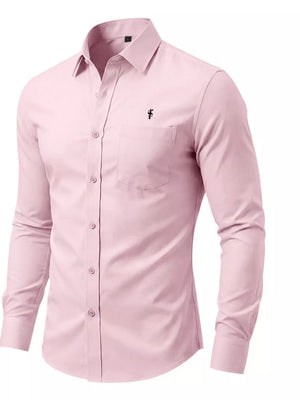 Black Men's Slim Fit Button Up Shirt Plus Size