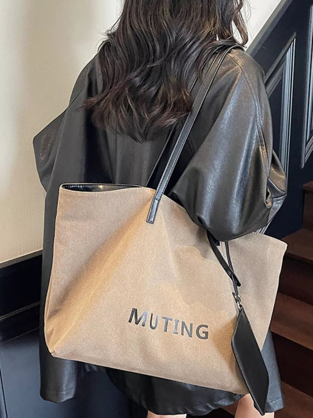 Casual Canvas Tote Shoulder Bag in Tan