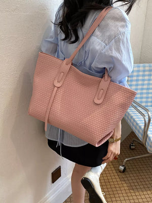 tote in blush pink featuring shoulder strap and tote fit