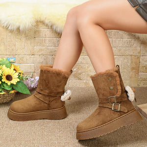 Suede,Fluff,Rubber Imported Size &amp boots in Camel with chunky silhouette
