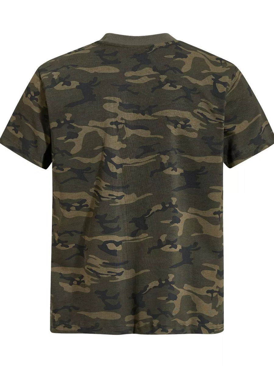 Green Camouflage, Men's Camouflage Print Short Sleeve T-shirt in Green Camouflage