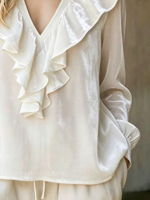 mustard relaxed blouse with v-neck