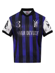 Royal Blue Men's Striped Soccer Jersey T-shirt