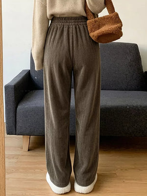 Corduroy Wide-leg Pants in Khaki